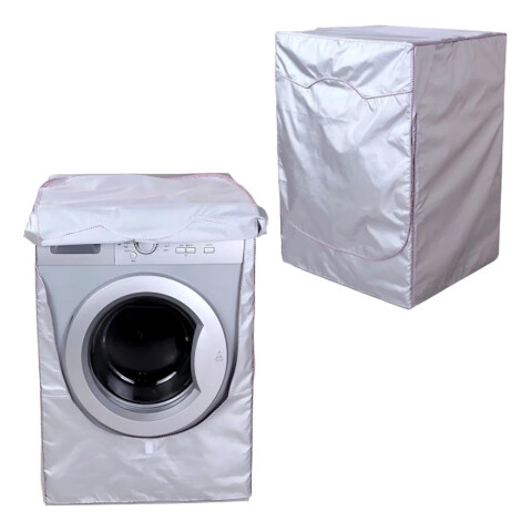 Funda Impermeable Para Lavarropas De Carga Frontal Antipolvo Color Plateado Claro