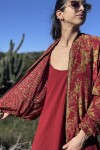 Campera bomber de seda Rojo y verdes