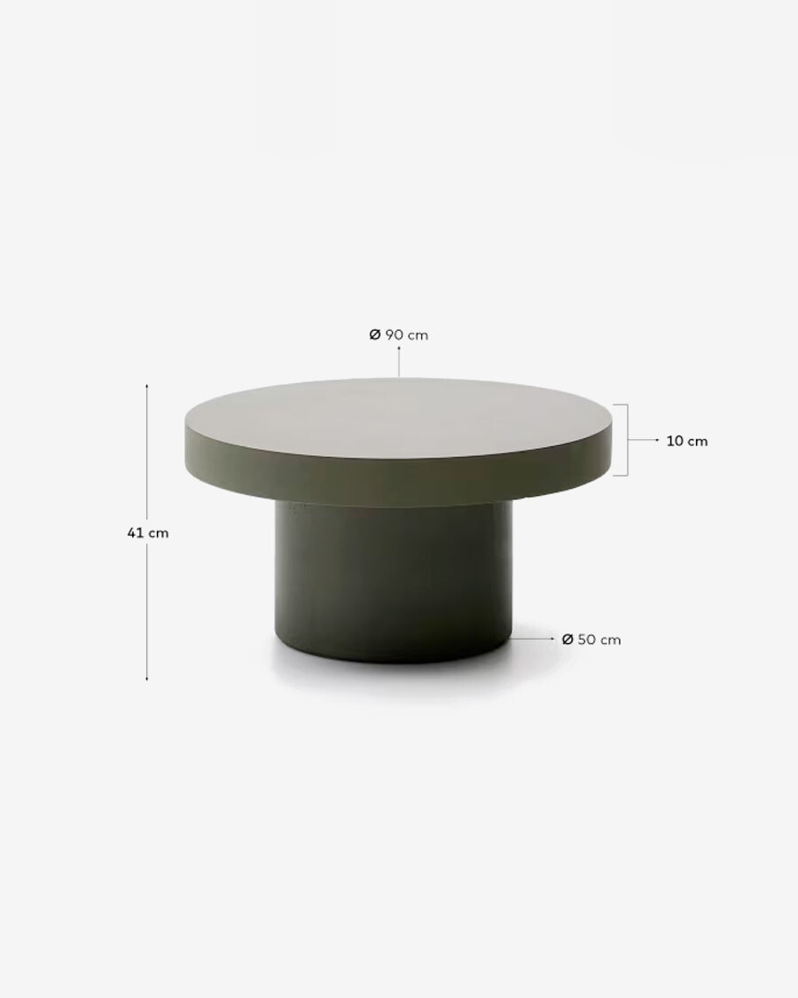 Mesa de centro Aiguablava de cemento verde Ø 90 cm