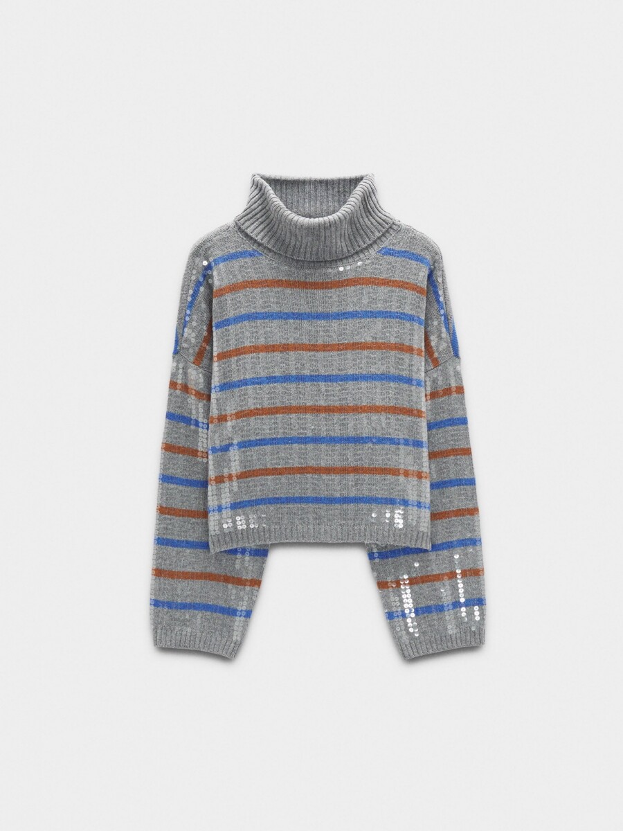 Jersey De Punto A Rayas Con Lentejuelas multicolor