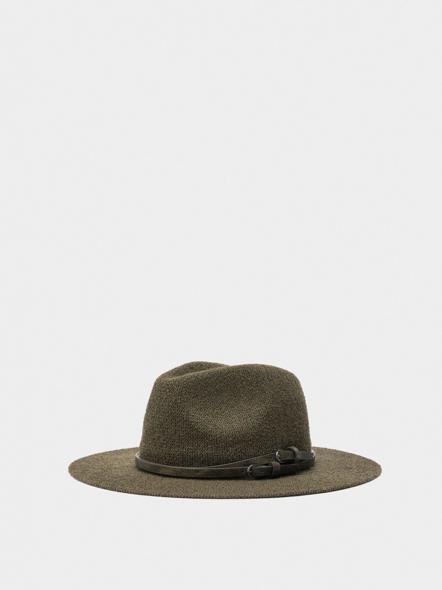 Sombrero De Punto Cinturones Con Hebillas - caqui 
