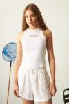Musculosa acanalada bordada blanco
