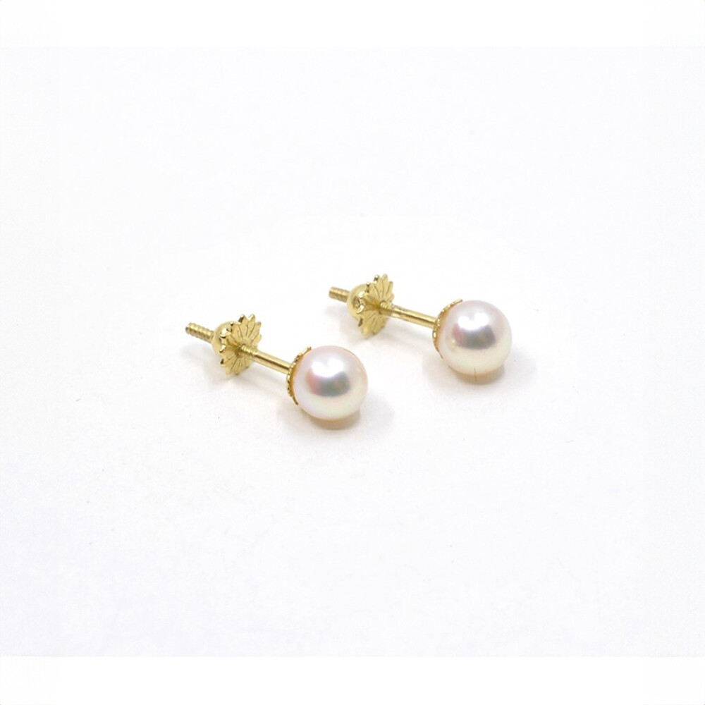 5.5 Mm Caravanas En Oro 18K Y Perlas De Cultivo 5.5 Mm Caravanas En Oro 18K Y Perlas De Cultivo