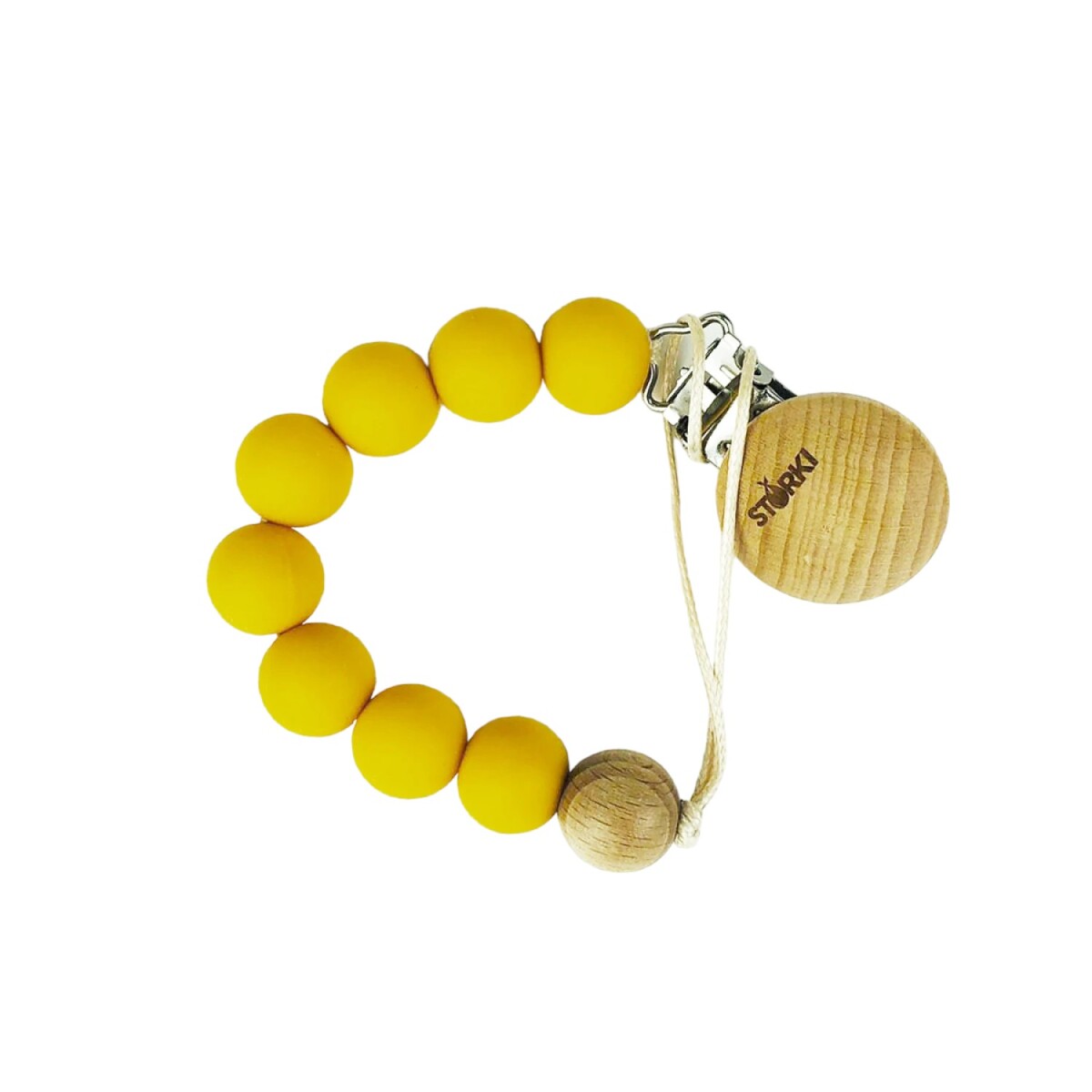 Clip porta chupete con silicona mordillo Mostaza 