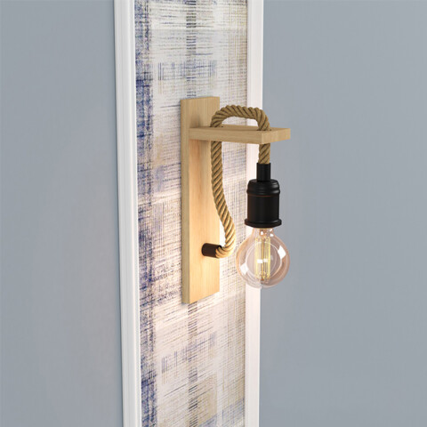 Lámpara de pared madera y cuerda 1XE27 RAMPSIDE EG3194