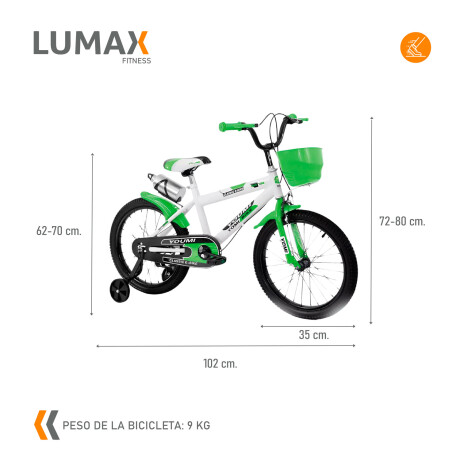 Bicicleta Urbana Infantil Rodada 16 Con Rueditas y canasto Verde