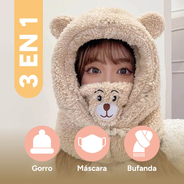 Gorro Pasa Montañas Corderito Orejas Frio Invierno Termico Variante Color Marrón Claro