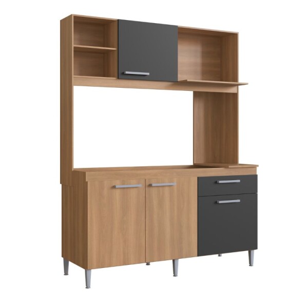 COCINA COMPACTA 4 PUERTAS 1 CAJON BEAUTY - ROVERE/GRAFITO COCINA COMPACTA 4 PUERTAS 1 CAJON BEAUTY - ROVERE/GRAFITO