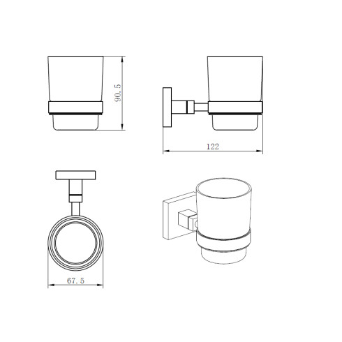 PORTA VASO VIDRIO METAL MANCHESTER CROMO BRILLANTE CROMO