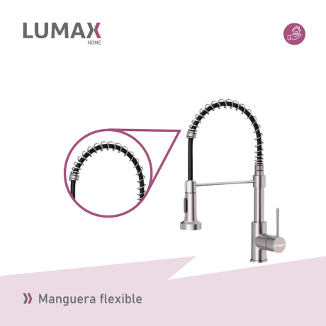 Canilla Monomando Lavaplatos Flexible Griferia Cocina Plateado/Negro