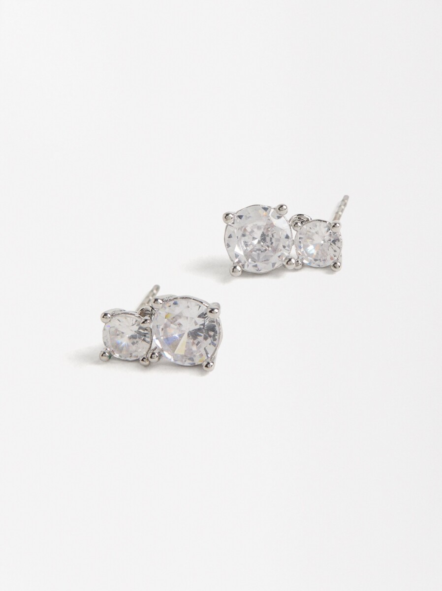 Pendientes Cortos Con Circonitas - plateado 