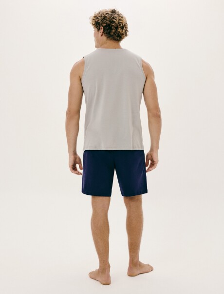 PIJAMA CON MUSCULOSA Y BERMUDA AZUL