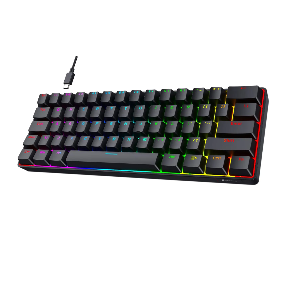 TECLADO MECÁNICO H61K 60% NEGRO CON CABLE 