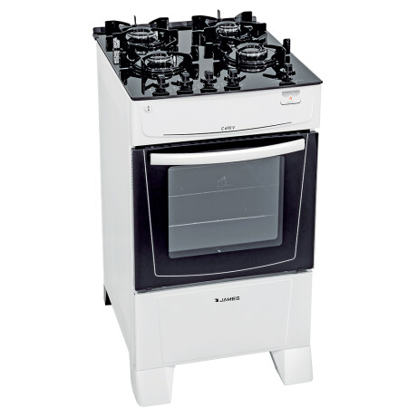 Cocina James 4H C-690 V blanca con mesada de vidrio negro Cocina James 4H C-690 V blanca con mesada de vidrio negro