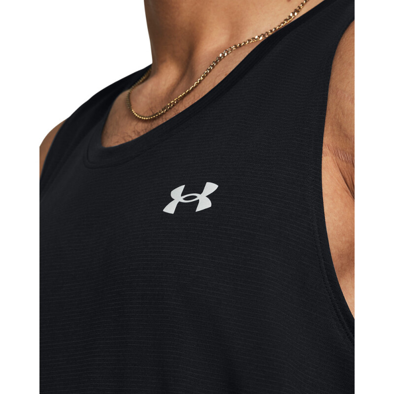 UA LAUNCH SINGLET-GRN BLK-001