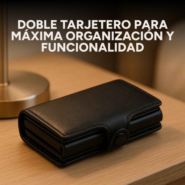 Billetera Anti Clonación Doble Tarjetero Con Rfid Metalica Color Negro