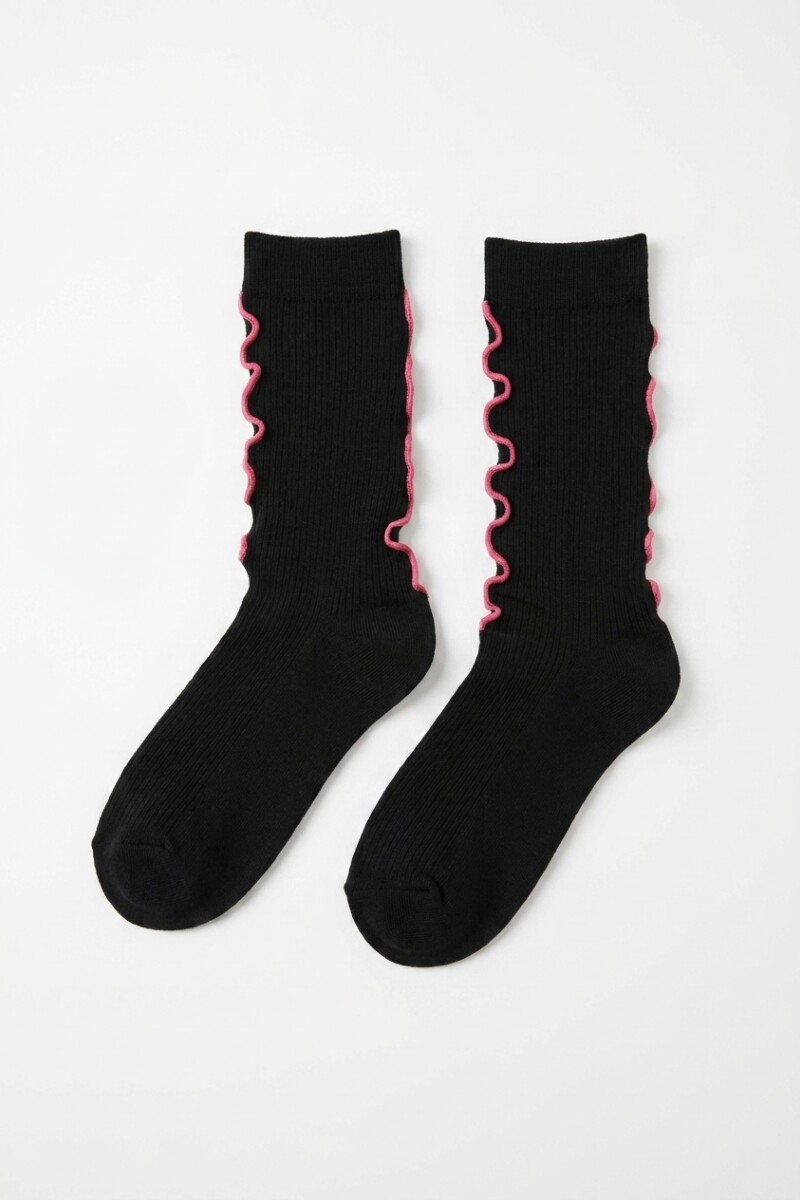 Medias basic costura wavy negro