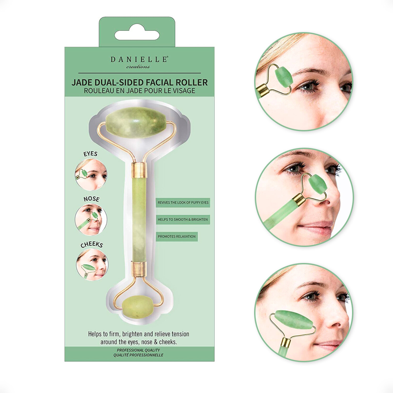 Masajeador Rodillo Facial de Jade Gua Sha Para el Contorno del