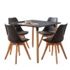 Juego de Comedor 4 Sillas Eames Acolchonadas 80 Negro