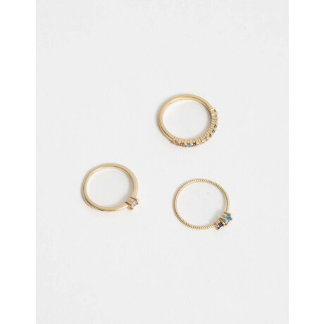 Set De Anillos Oro Zirconia Dorado