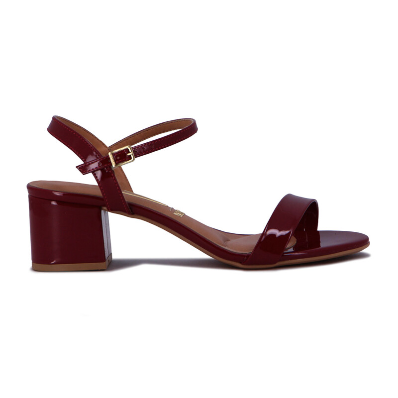 Sandalia Formal Mujer Vizzano Taco Bajo Charol Cereza
