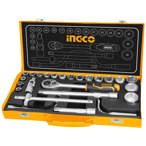JUEGO DADOS TUBO LLAVE 24 PCS 1/2´´ CRIQUE + VALIJA METALICA INGCO HKTS0243 JUEGO DADOS TUBO LLAVE 24 PCS 1/2´´ CRIQUE + VALIJA METALICA INGCO HKTS0243