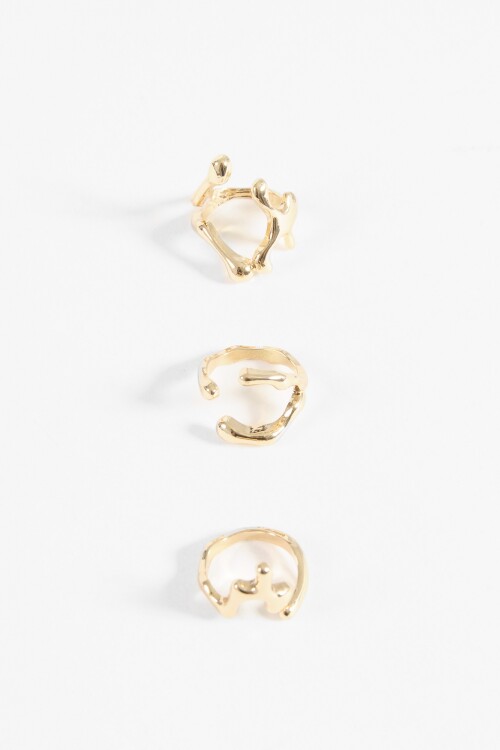 Set 3 anillos irregular dorado