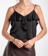 Musculosa Volado Saten Negro