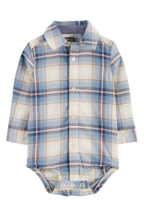 Body de algodón, tipo camisa, diseño a cuadros Sin color