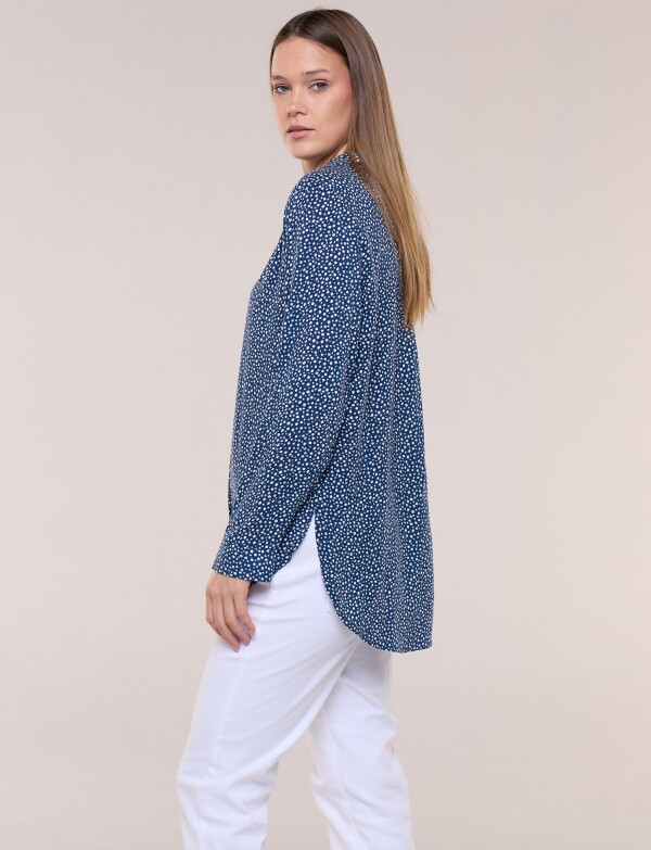 Camisa Holgada Estampada AZUL/BLANCO