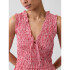 V-SL SMOCKED TIE TOP RED GINGHAM