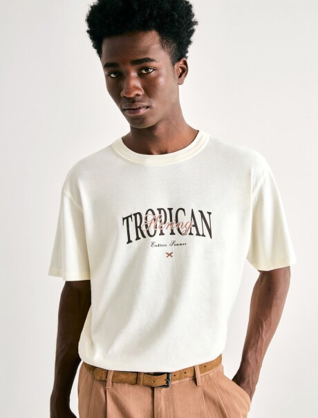 CAMISETA MANGA CORTA CON ESTAMPA BEIGE