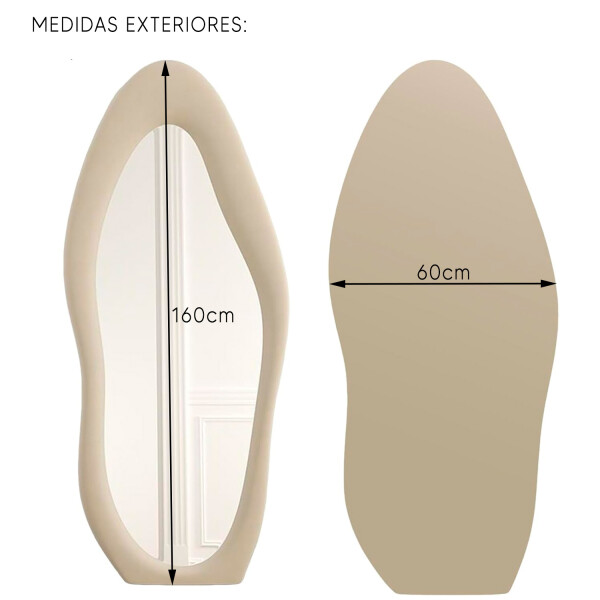 Espejo Mango, Cuerpo Entero, Forma Irregular BLANCO