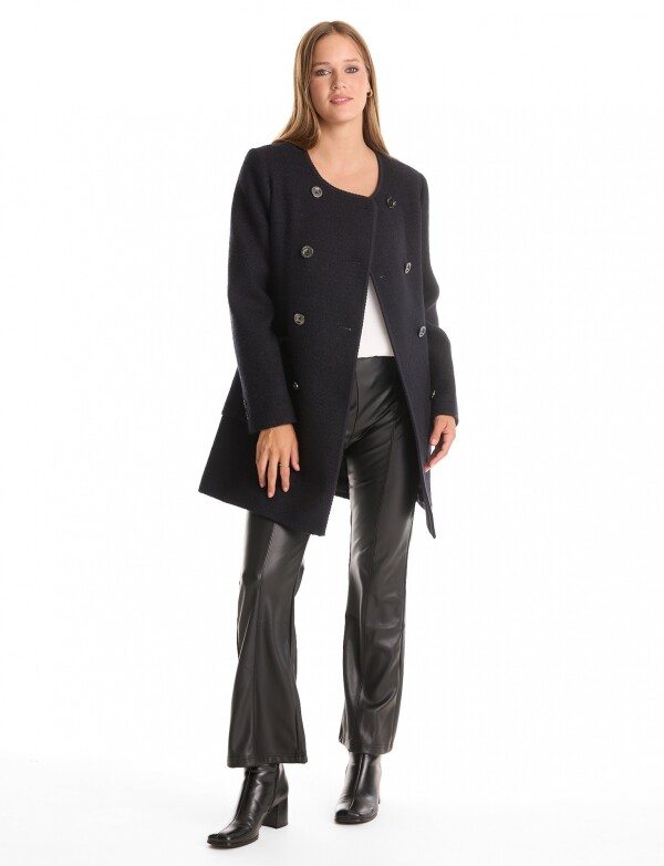 Tapado Lana Con Doble Abotonadura NEGRO