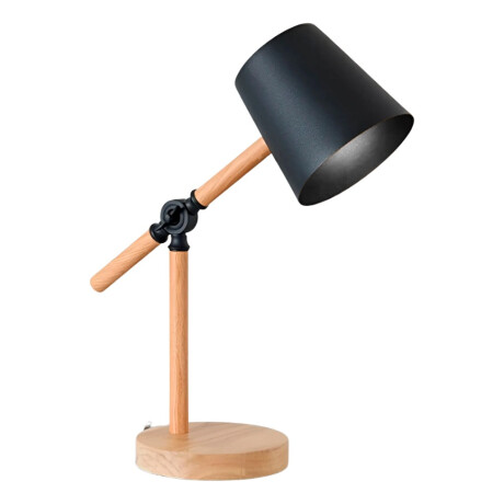 Lampara Escritorio Portátil Nórdica Metal Madera Ajustable Negro