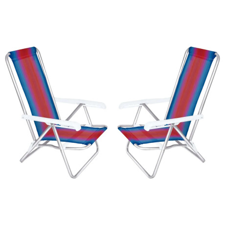 Set X2 Reposeras Sillas Playa Reclinables 4 Posiciones Alum Azul/naranja