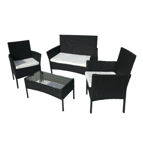 Juego Jardin Rattan 3 Sillones + Mesa Calidad Hts Negro