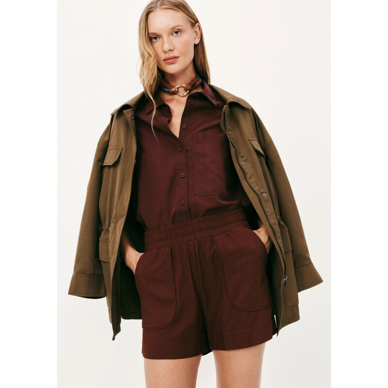 SHORTS FEM MARROM ESCURO