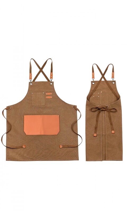 DELANTAL ASADOR CANVAS C/ BOLSILLO SUELA