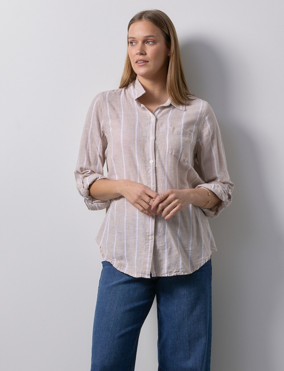 Camisa Lino - Beige/multi 