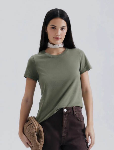CAMISETA BÁSICA MANGA CORTA VERDE OSCURO