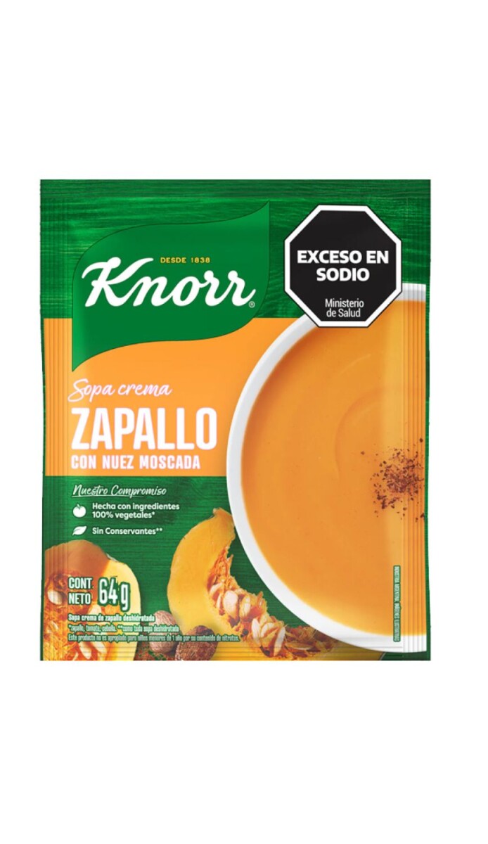 SOPA KNORR CREMA. (03) ZAPALLO CON/NUEZ MOSCADA SOBRE 64 GRS 