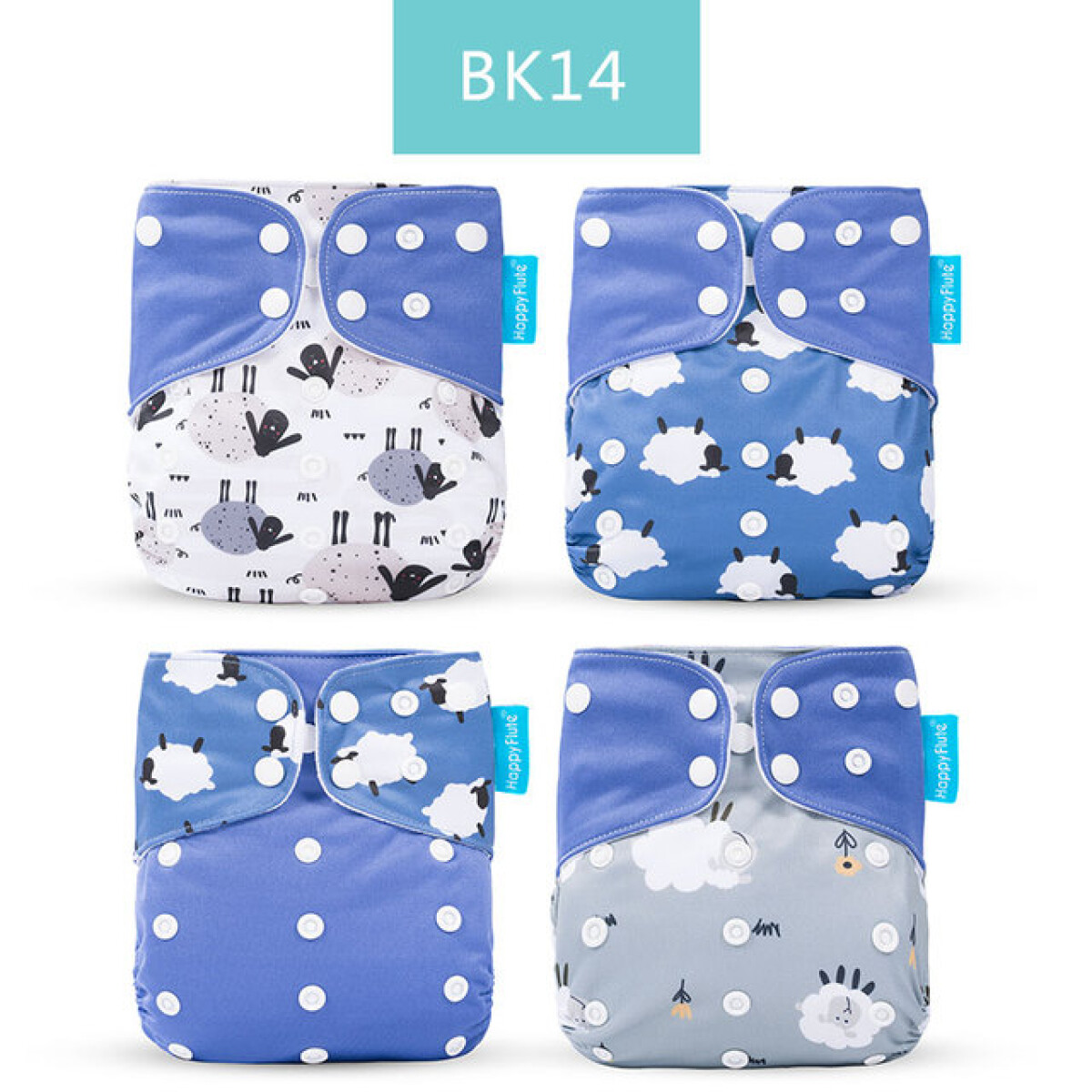 Pack X 4 Pañales Ecológico Algodón + 4 Insertos de algodón happy flute - 4 