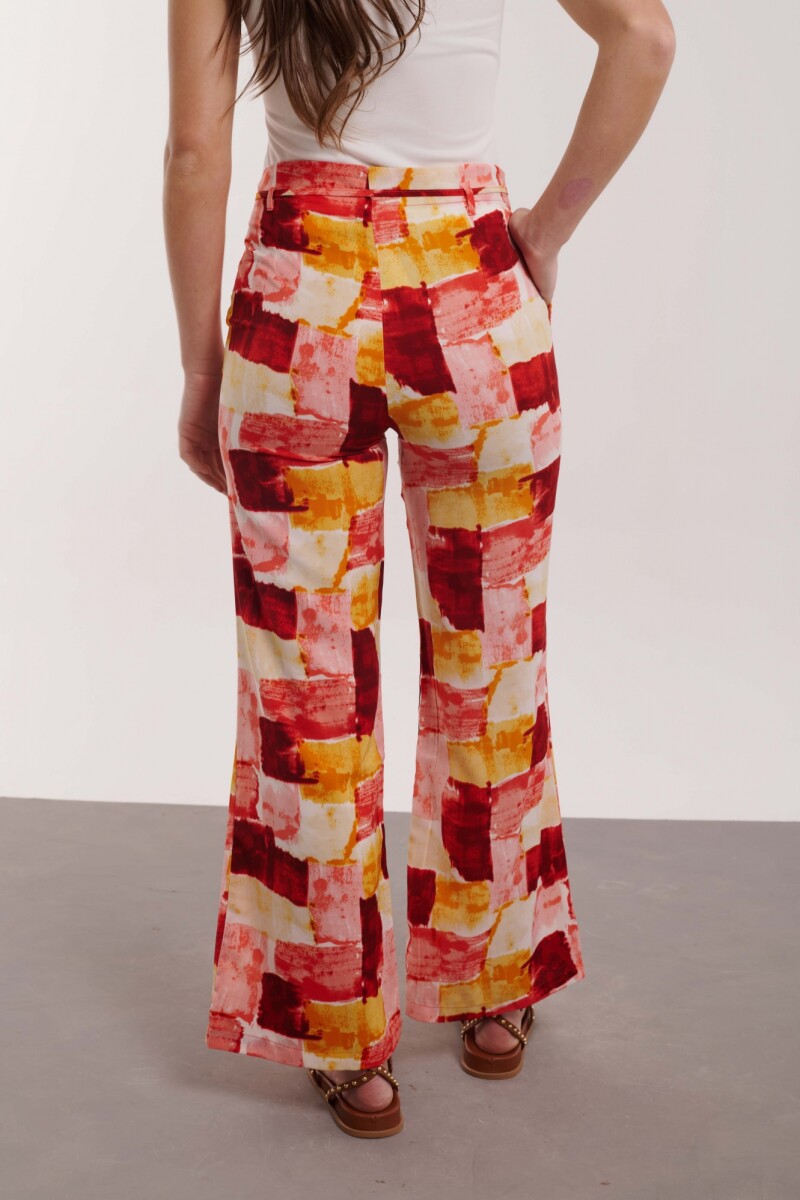 PANTALON LEONOR ESTAMPADO ROJO Y AMARILLO