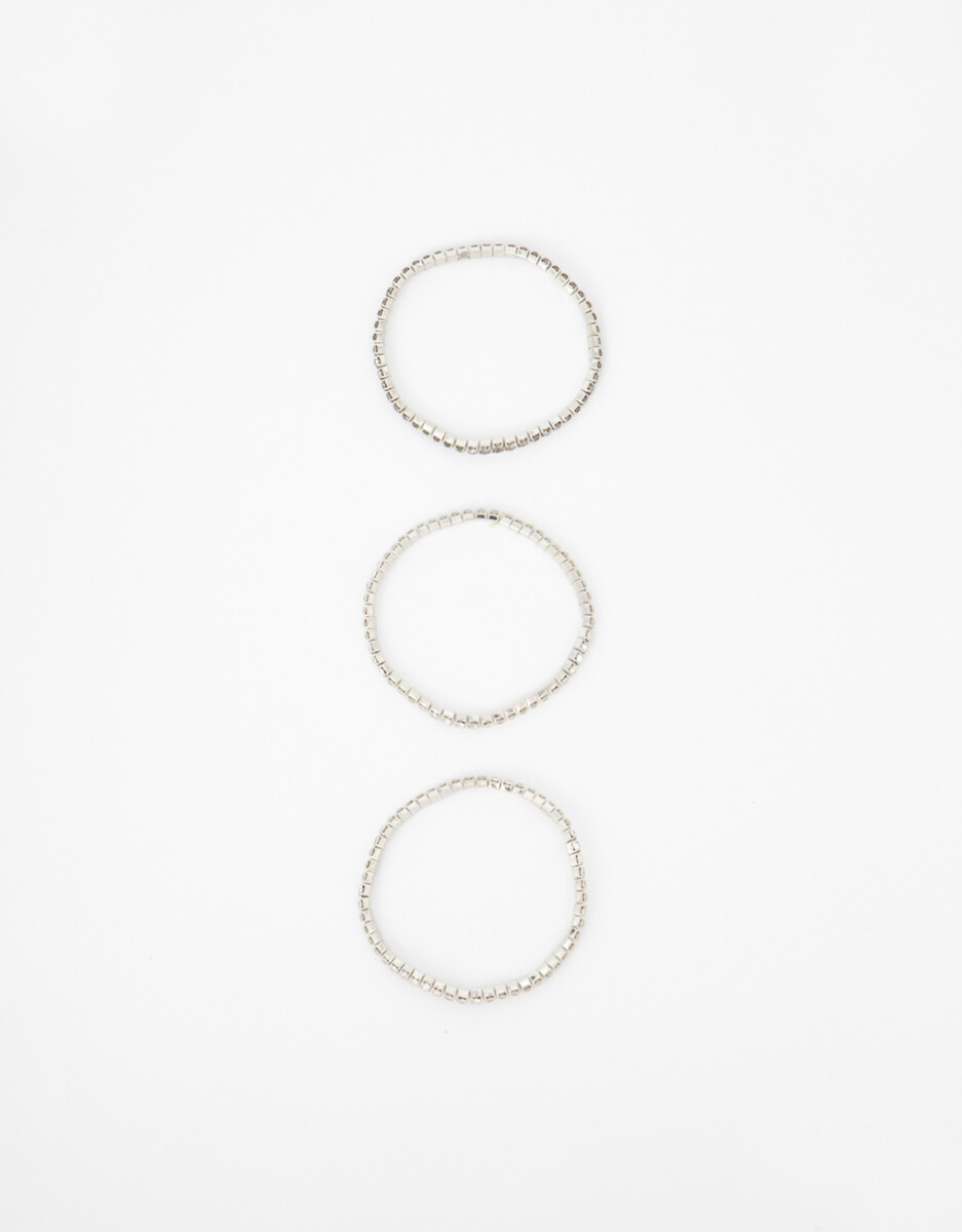 Set De Pulseras Elásticas Strass 