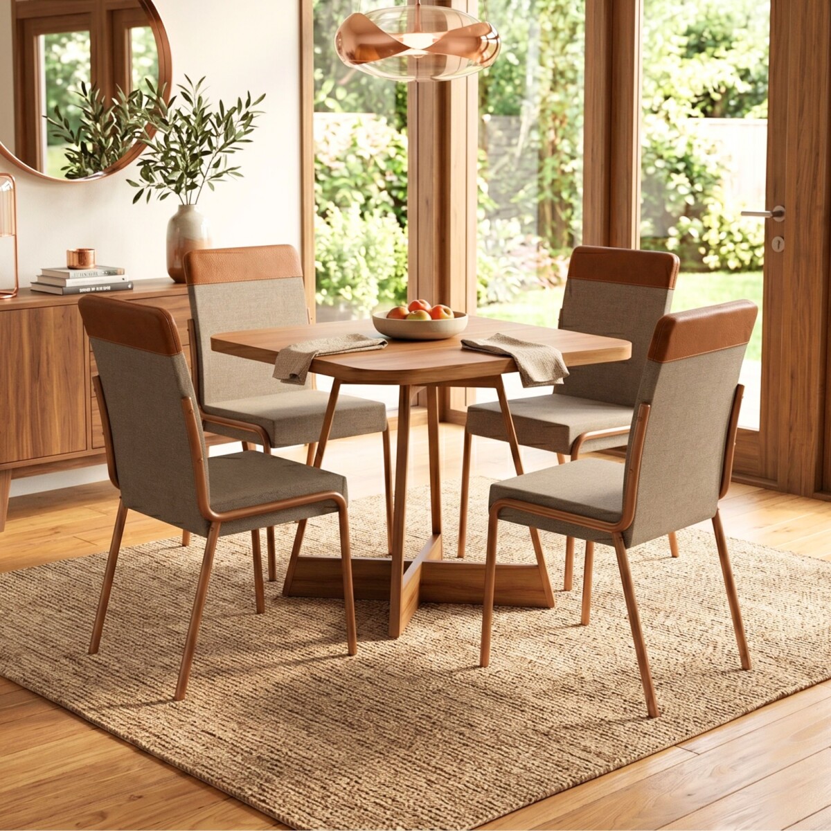 Juego de Comedor 4 sillas Duo + Mesa Atria - Rose 