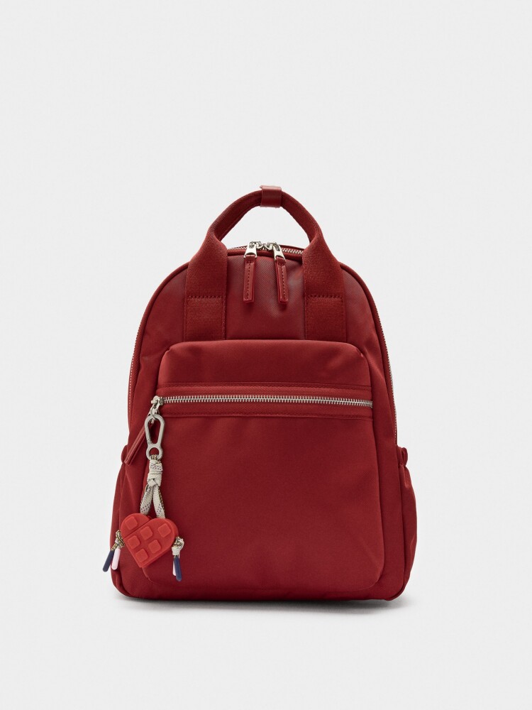 Mochila De Nylon Con Colgante De Corazón rojo