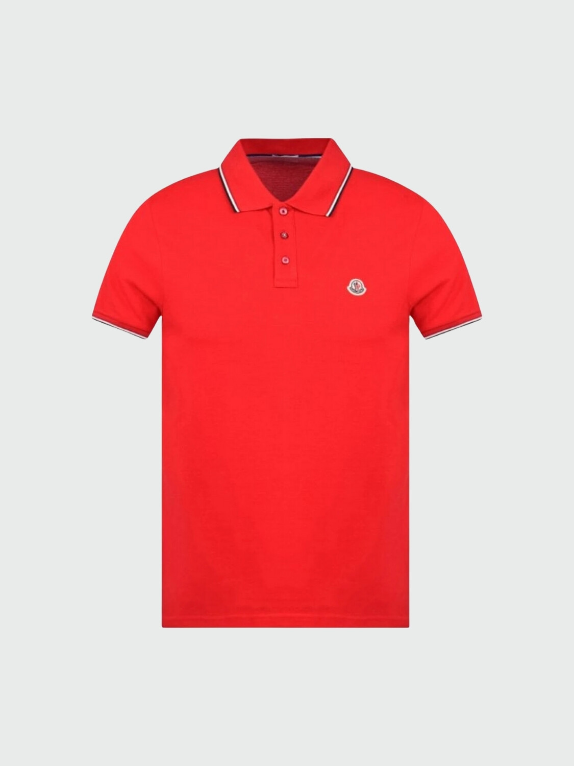 Moncler -Remera polo de algodón manga corta Rojo