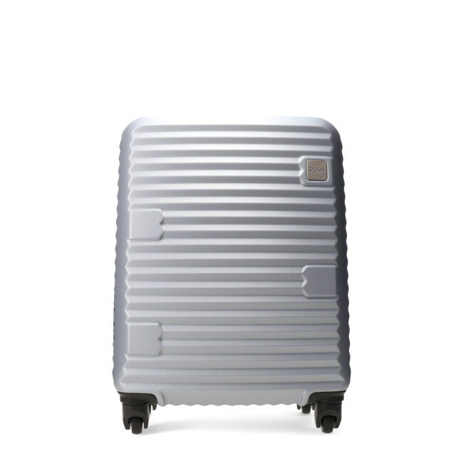 Valija Push Rigida Acanalada Plateado - Gris Oscuro