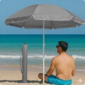 Sombrilla De Playa 145 Cm Con Filtro UV Y Funda Gris